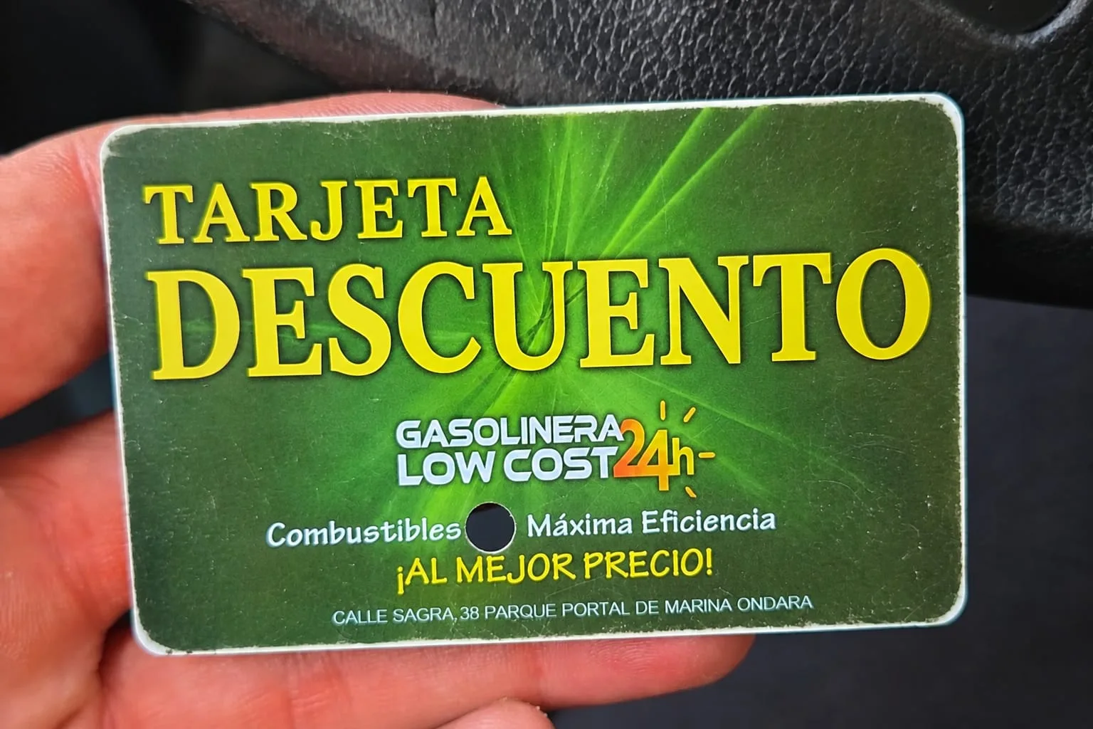 Tarjeta descuento de la gasolinera Low Cost 24h Ondara